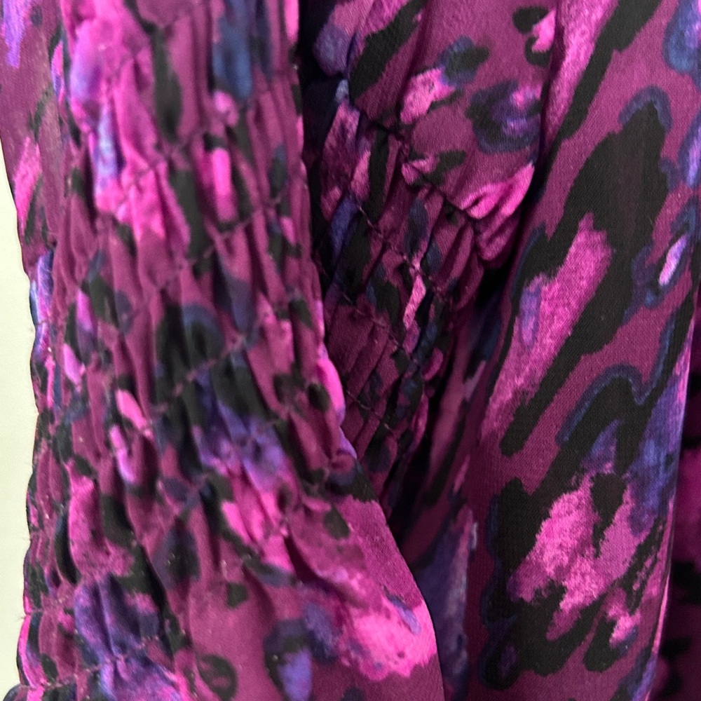 JM Collection Purple Patterned Blouse - Picture 3 of 3